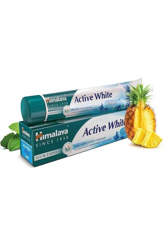Akční Nabídka Himalaya Active white Gel Bylinná zubní pasta s ovocnými enzymy pro bělení zubů 75 ml