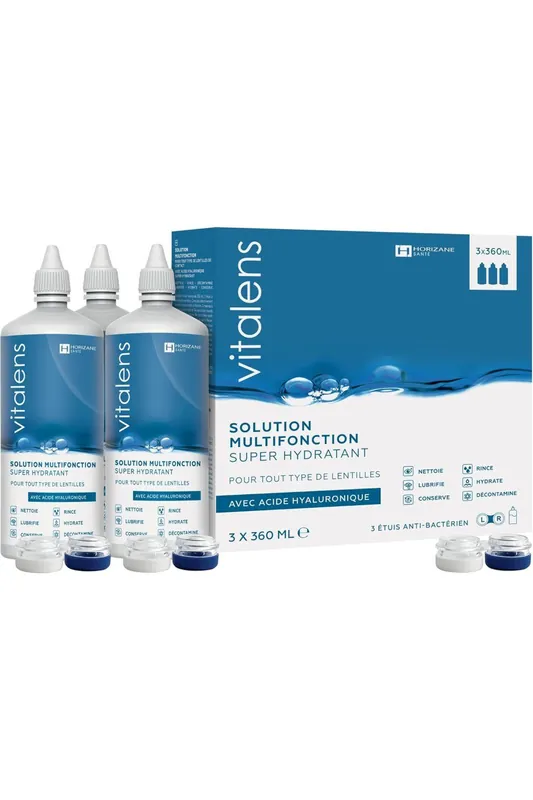 vitalens Multifunkční roztok na kontaktní čočky 3x360ml+3 pouzdra-poškozená krabice Oblíbený