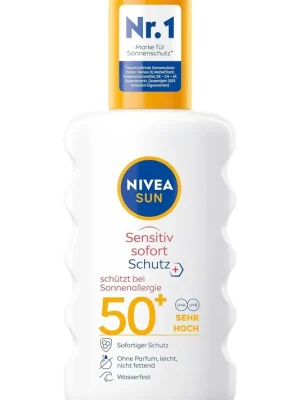 NIVEA Sun Sensitive Instant Protection spf 50+ opalovací sprej pro citlivou pleť 200 ml-bez víčka Finální Výprodej