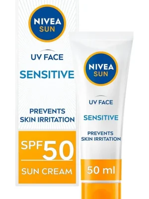 Vrácení Zdarma NIVEA Sun UV Face Sensitive SPF 50 pro citlivou pleť obličeje 50 ml