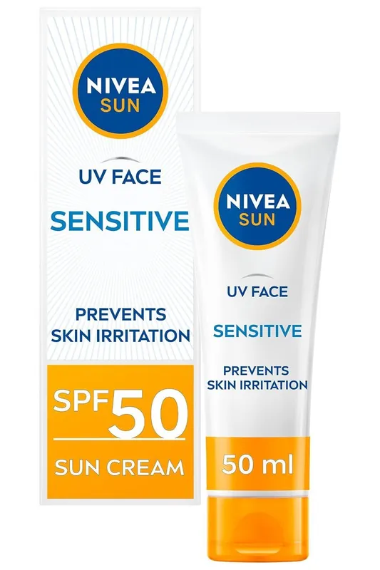 Vrácení Zdarma NIVEA Sun UV Face Sensitive SPF 50 pro citlivou pleť obličeje 50 ml