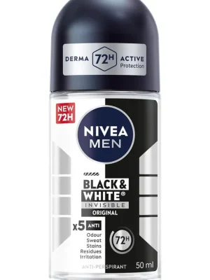 Super Cena NIVEA MEN Black & White Invisible antiperspirant roll-on 5v1 50 ml
