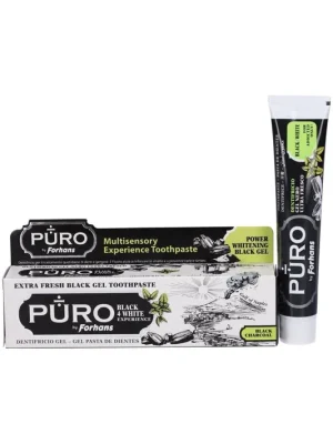 Puro by Forhans, Black4White zubní pasta gel s aktivním uhlím 75 ml Nová Kolekce