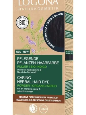 LOGONA Naturkosmetik Výživná rostlinná barva na vlasy indigo černá 100 g Ověřený