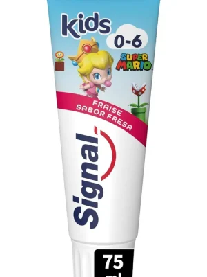 Super Cena Signal Dětská zubní pasta Super Mario 0-6 let s jahodovou příchutí na mléčné zuby 75 ml