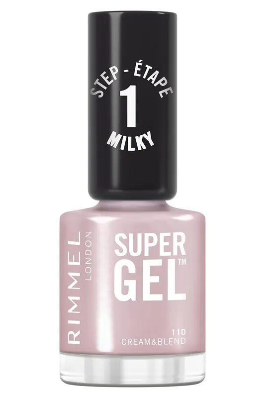 Sleva Rimmel Super Gel, 110 Cream & Blend, dlouhotrvající lak na nehty, mléčný finiš 12ml