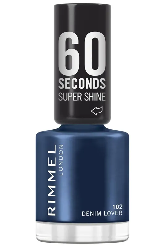 Rimmel London 60 Seconds Super Shine Nail Polish – odstín 102 Denim Lover, 8 ml Nejlepší Cena