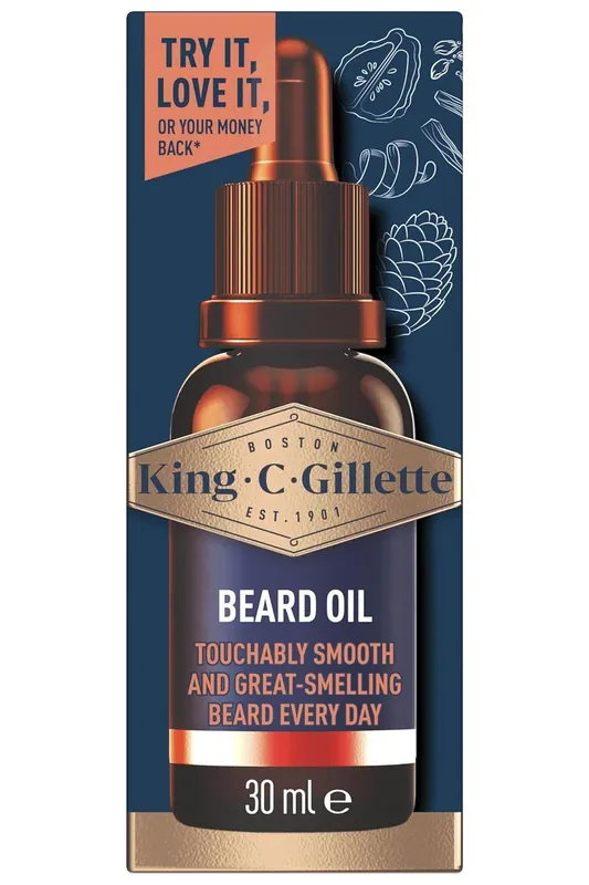 King C Gillette olej na vousy pro muže s arganovým, jojobovým, avokádovým, makadamiovým a mandlovým olejem, 30 ml Nejprodávanější