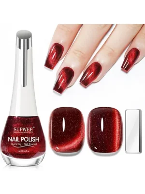 SUPWEE Lak na nehty Cat Eye – červený, 16 ml Autentický
