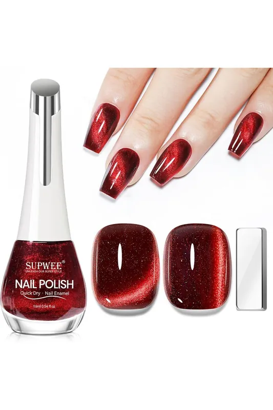 SUPWEE Lak na nehty Cat Eye – červený, 16 ml Autentický