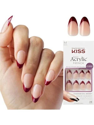 Akce KISS Salon Acrylic Press-On Nails – Catchy Purple, Medium Almond (28 ks)