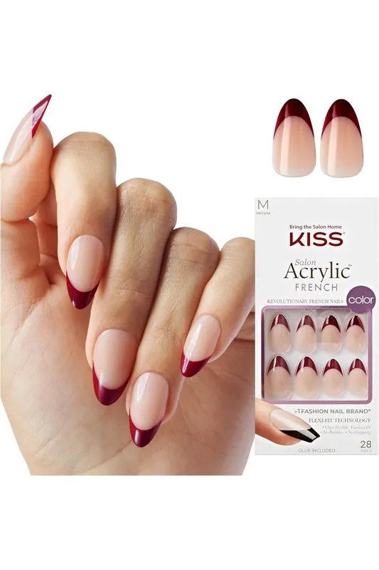 Akce KISS Salon Acrylic Press-On Nails – Catchy Purple, Medium Almond (28 ks)