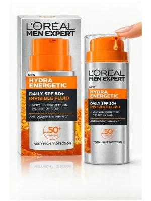 L’Oréal Men Expert Hydra Energetic Invisible Fluid SPF 50+ – ochranný fluid na obličej (50 ml) Expresní Doručení