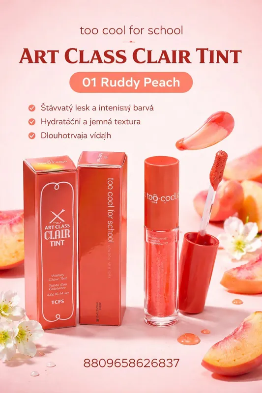 Zlevněný Too Cool For School Odstín -01 Ruddy Peach hydratační a osvěžující tekutý tint exp.: 04/26