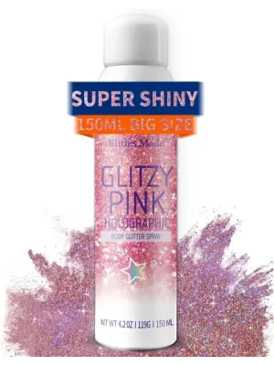 Oblíbený Glitzy Pink Holographic Body Glitter Spray – 150 ml
