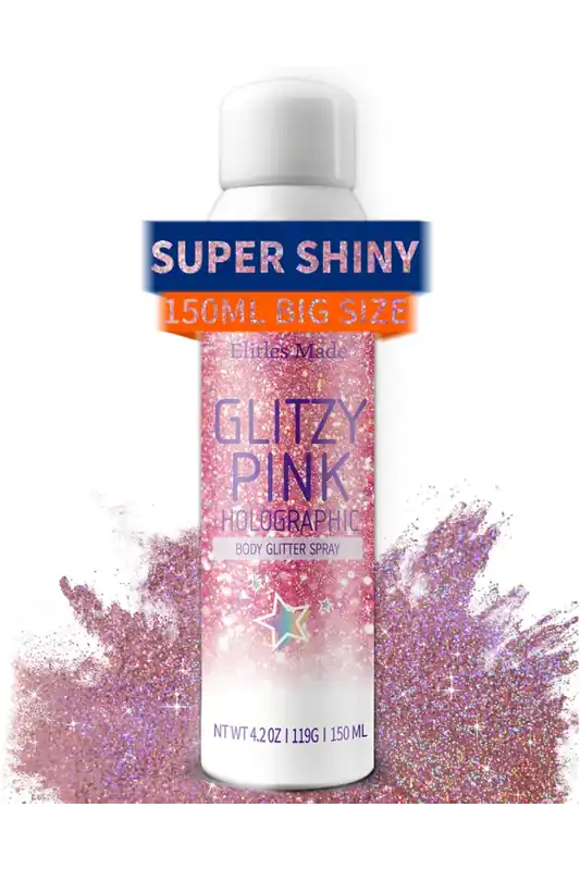 Oblíbený Glitzy Pink Holographic Body Glitter Spray – 150 ml
