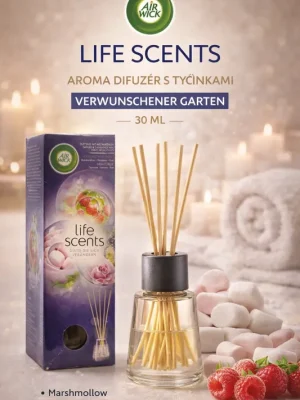 Přímo Od Výrobce Air Wick Life Scents – aroma difuzér s tyčinkami „Verwunschener Garten“ (30 ml)