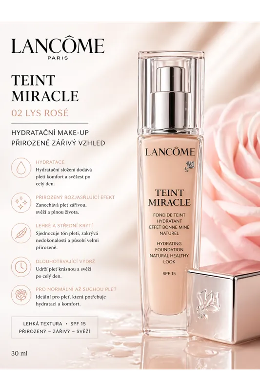 Akce Lancôme Teint Miracle – hydratační make-up – odstín 02 Lys Rosé 30ml