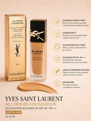 Yves Saint Laurent All Hours Foundation – dlouhotrvající make-up SPF 39 (DN5) Ihned K Objednání