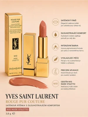 Yves Saint Laurent Rouge Pur Couture – rtěnka (N10 Nude Stiletto) 3,8g Top Prodej