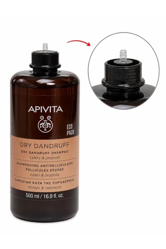 Apivita Dry Dandruff – šampon protilupům, 500 ml (poškozený aplikátor) Ověřený