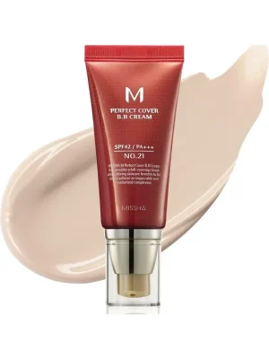 Levný Missha, perfect cover, BB krém, odstín 21 light beige, 20 ml