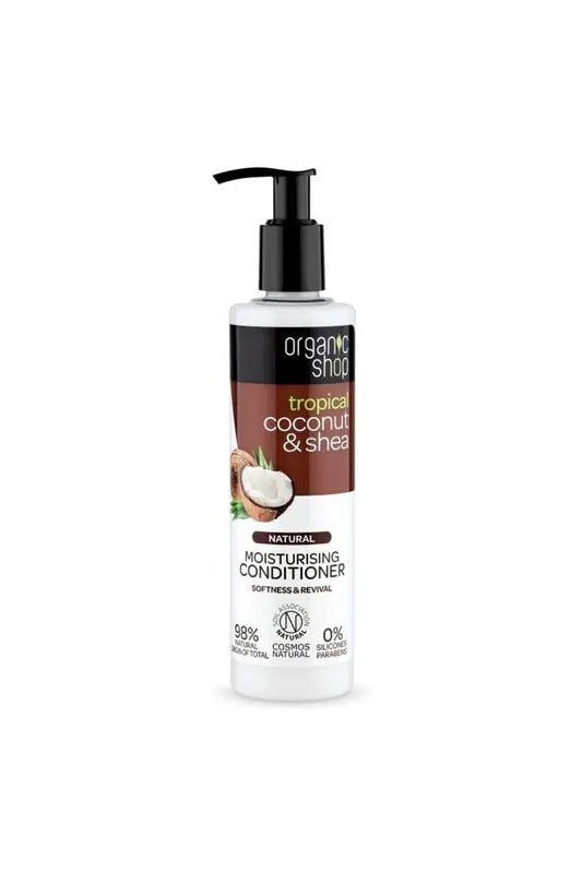 Organic Shop Přírodní hydratační kondicionér Tropický kokos & Shea 280 ml-(poškozený aplikátor) Ověřený
