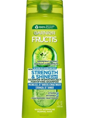 Garnier Fructis Strength & Shine Posilující šampon pro všechny typy vlasů bez lesku a síly, 400 ml poškozené víčko Speciální Cena