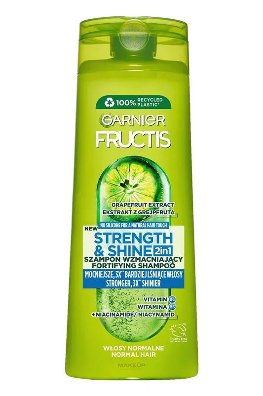 Garnier Fructis Strength & Shine Posilující šampon pro všechny typy vlasů bez lesku a síly, 400 ml poškozené víčko Speciální Cena