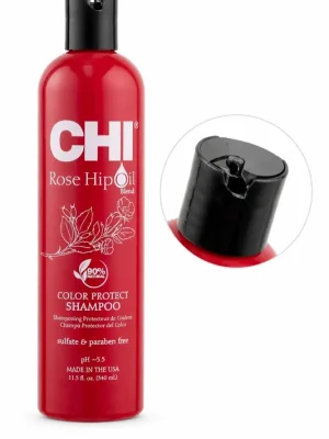 CHI Rose Hip Oil Blend Color Šampon pro barvené vlasy 340ml (poškozený aplikátor) Jen Po Omezenou Doba