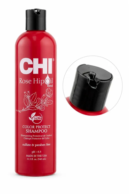CHI Rose Hip Oil Blend Color Šampon pro barvené vlasy 340ml (poškozený aplikátor) Jen Po Omezenou Doba