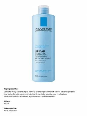 La Roche-Posay Lipikar Surgras Crème Lavante 400 ml (poškozený aplikátor) Dokud Zásoby Vydrží
