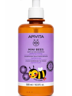 APIVITA Mini Bees Gentle dětský šampon Blueberry & Honey 500 ml (poškozený aplikátor) Akční Cena