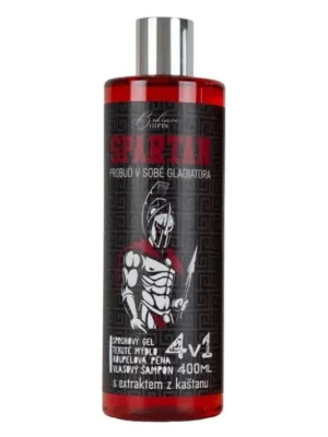 Vysoce Kvalitní Bohemia Gifts 4v1 Spartan – sprchový gel, šampon, pěna a mýdlo 400 ml (Odlomené víčko, vhodné k doplnění zásob)