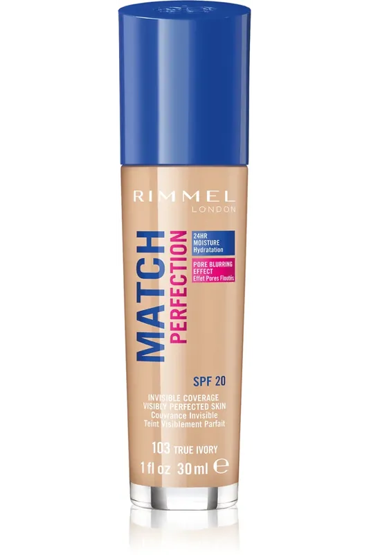 Rimmel London Match Perfection Foundation SPF20 make-up 103 True Ivory 30 ml (bez víčka) Novinka