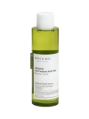 Mary&May Vegan Cica Tea Tree AHA PHA Blemish toner - Vegan toner pro problematickou a mastnou pleť Finální Výprodej