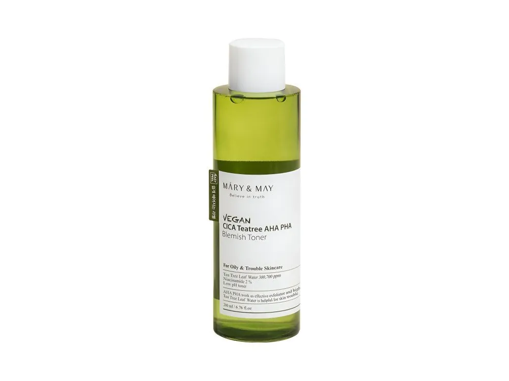 Mary&May Vegan Cica Tea Tree AHA PHA Blemish toner - Vegan toner pro problematickou a mastnou pleť Finální Výprodej