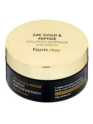 Víkendová Akce Farm Stay 24K Gold and Peptide Solution Ampoule eye patch - hydrogelové polštářky pod oči s Peptidy