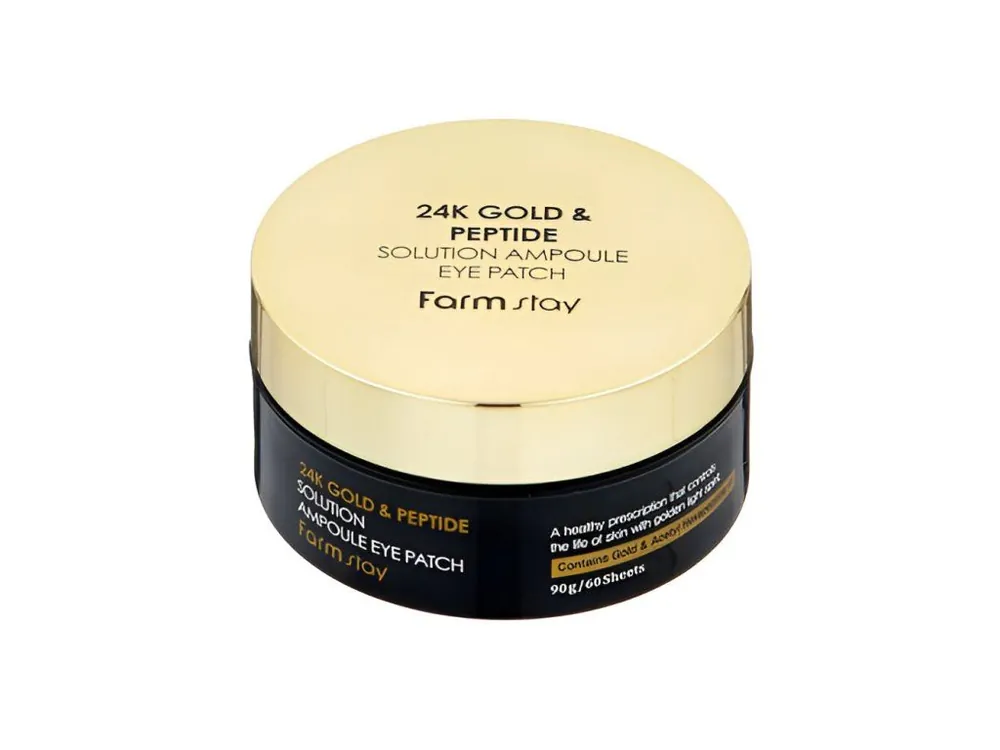 Víkendová Akce Farm Stay 24K Gold and Peptide Solution Ampoule eye patch - hydrogelové polštářky pod oči s Peptidy