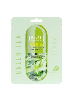 Jigott Real Ampoule mask Green Tea - zklidňující pleťová maska se Zeleným čajem Značkový