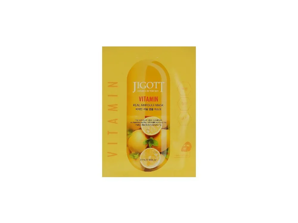 Jigott Real Ampoule Mask Vitamin - rozjasňující pleťová maska s vitamíny Horká Nabídka