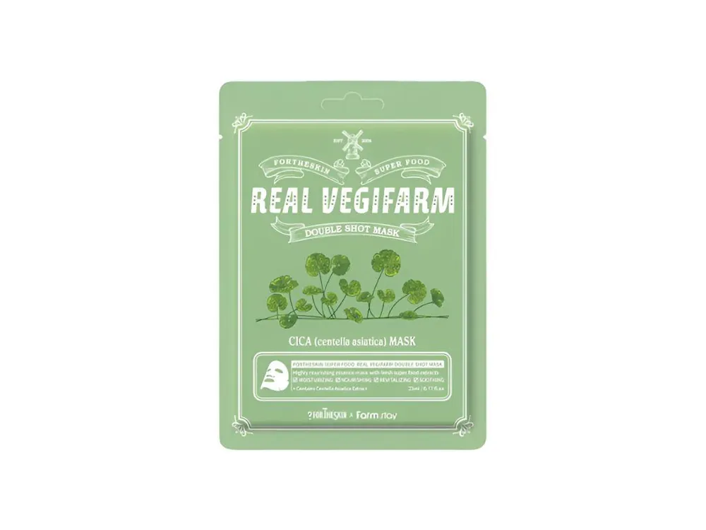 For the Skin by Lab Real Vegifarm Double Shot mask Cica - zklidňující pleťová maska s Pupečníkem Asijským Horká Nabídka