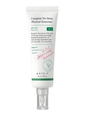 Axis-Y Complete No-Stress Physical Sunscreen SPF50+/PA++++ - lehký ochranný krém s minerálními filtry Nízká Cena