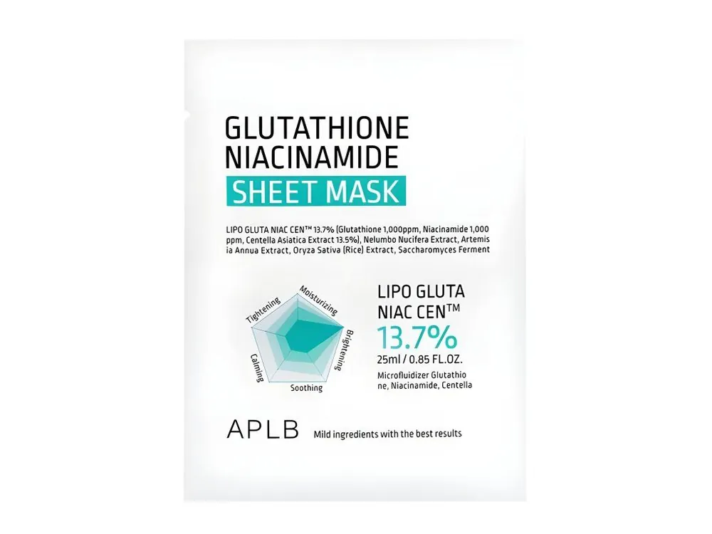 APLB Glutathione Niaciamide Sheet mask - rozjasňující plátýnková maska s Glutathionem Hit Sezóny