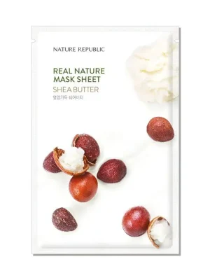 Cenová Bomba Nature Republic Real Nature mask sheet Shea Butter - zvláčňující plátýnková maska s Bambuckým máslem