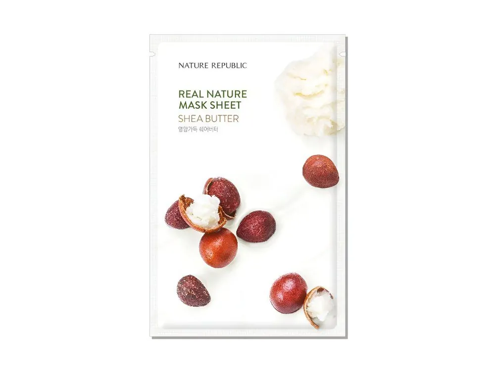 Cenová Bomba Nature Republic Real Nature mask sheet Shea Butter - zvláčňující plátýnková maska s Bambuckým máslem
