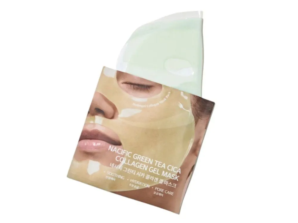 Nacific Green Tea Cica Collagen Gel mask - zklidňující hydrogelová maska s Kolagenem a Zeleným čajem Zlevněný