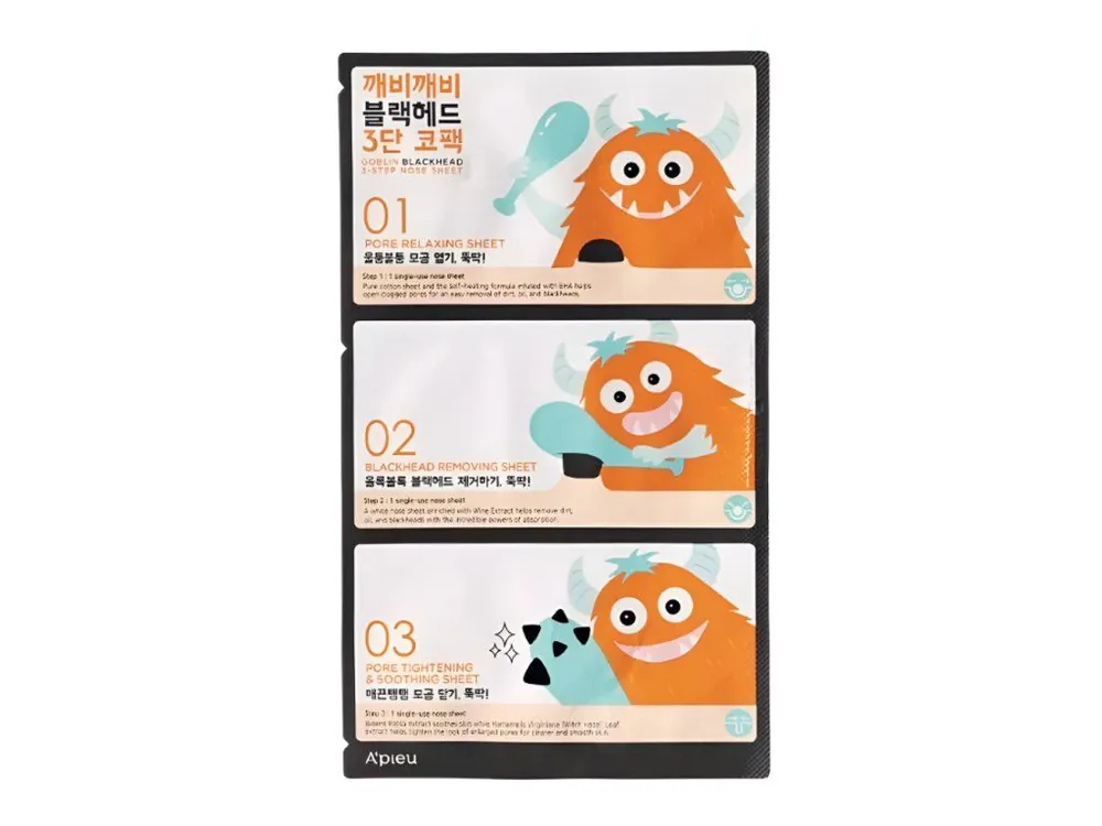 A´pieu Goblin Blackhead 3-step Nose sheet - čistící náplasti na nos Přímo Od Výrobce