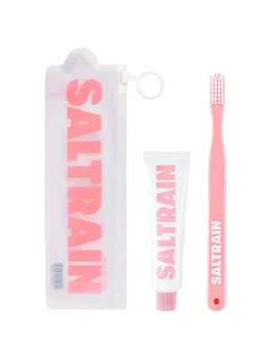 Saltrain Dental Travel Kit Pink - cestovní sada zubní kartáček + zubní pasta s citronovým olejem Oblíbený