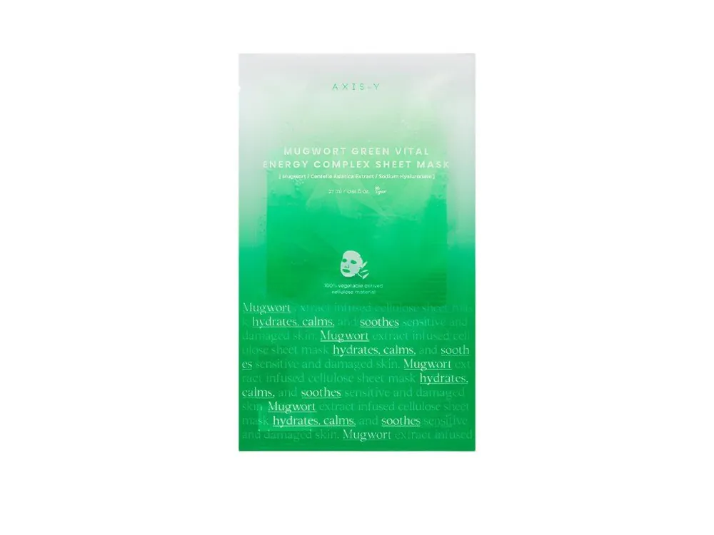 Axis-Y Mugwort Green Vital Energy Complex sheet mask - zklidňující, hydratační plátýnková maska s Pelyňkem Expresní Doručení